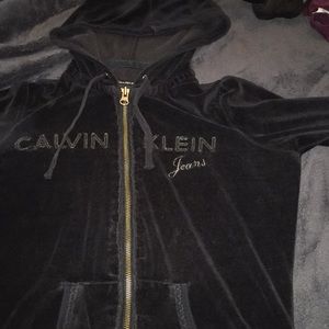 CALVIN KLIEN black zip-up jacket